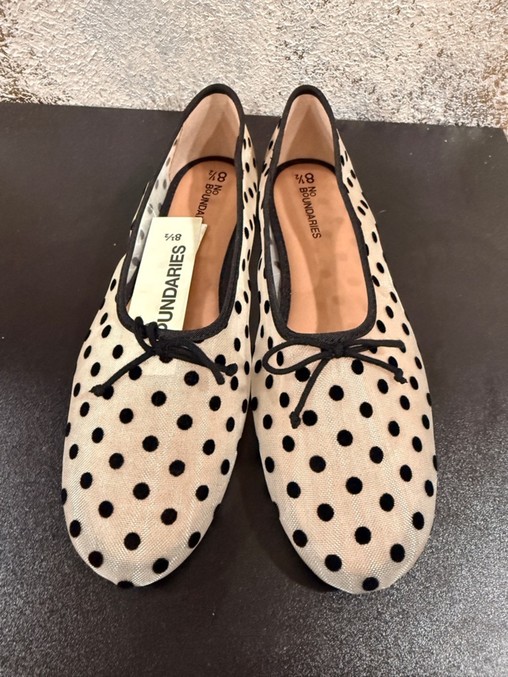 No Boundaries Cream and Black Polka Dot Ballet Flat - Picture 4 of 5